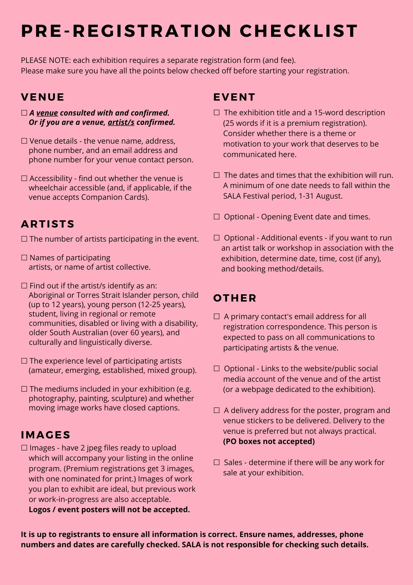 Registration Resources – SALA - South Australian Living Artists Festival